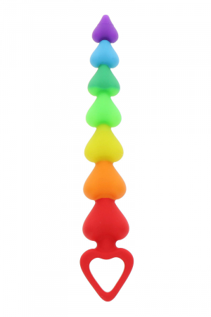 Stimulateur anal Rainbow Heart Beads - Toyjoy