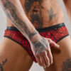 Slip type brésilien ouvert zébré rouge et noir - Regnes