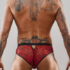 Slip type brésilien ouvert zébré rouge et noir - Regnes – Image 4
