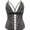 Body string tulle et dentelle noir V-10100 - Axami – Image 2